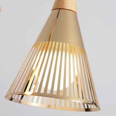 1 Light Hollow Cone Ceiling Pendant Rustic Style Metal Hanging Light in Black/Gold/White for Shop