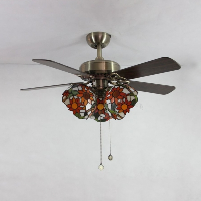 3 Heads Sunflower Ceiling Fan With 4 Blade Metal Remote Control