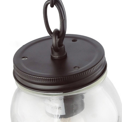 Industrial Black Pendant Light Jar Shape 3 Lights Ripple Glass Hanging Light for Restaurant