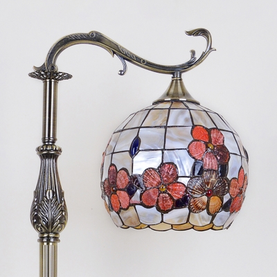 Antique Stylish Blossom Floor Light Shell 1 Head Beige Floor Lamp with Orb Shade for Living Room Restaurant