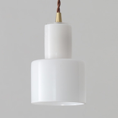 Modern Stylish Cylinder Pendant Light 1 Head Milk Glass Suspension Light in White for Bedroom Foyer