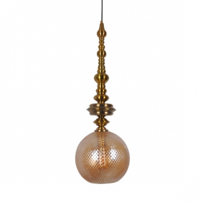 Antique Style Globe Pendant Light 1 Light Amber/Smoked Gray Glass Hanging Light for Dinging Room