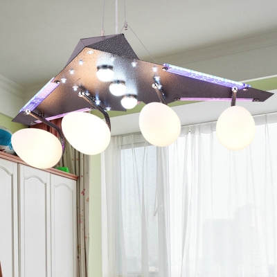Boy Bedroom Airplane Hanging Light Metal Frosted Glass Antique Style Suspension Light