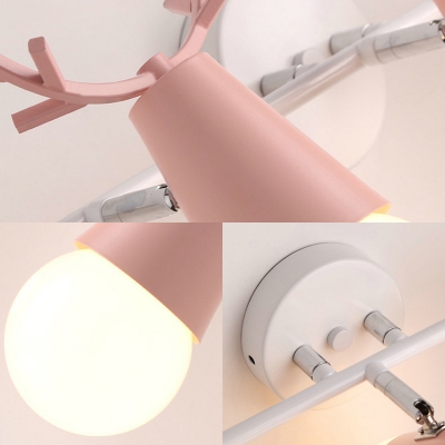 Candy Colored Antlers Sconce Lamp 3 Lights Lovely Metal Wall Light for Boy Girl Bedroom