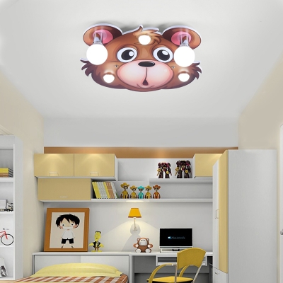 Cartoon Cute Animal LED Flush Mount Light Wood Ceiling Light for Nursing Room Bedroom