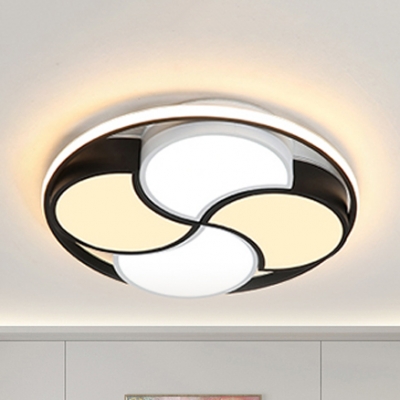 Cartoon Fan Shaped Flush Mount Light Acrylic Black & White LED Ceiling Lamp in Warm/White for Living Room