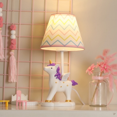 Cartoon Unicorn LED Desk Light 1 Light Resin Reading Lamp with Plug In Cord for Girl Bedroom