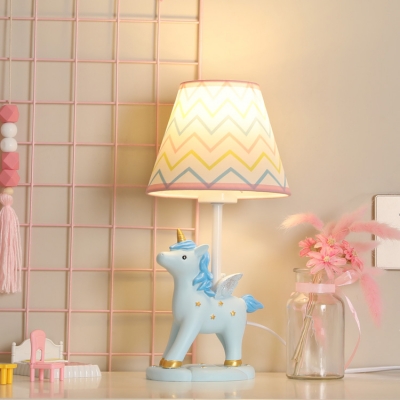 Cartoon Unicorn LED Desk Light 1 Light Resin Reading Lamp with Plug In Cord for Girl Bedroom