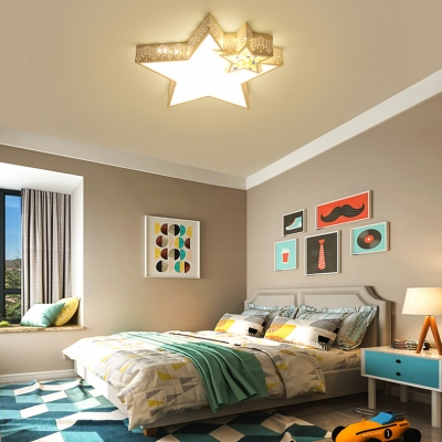 Cloud/Crescent/Star Bedroom Ceiling Mount Light Metal Lovely LED Flush Light in Warm/White