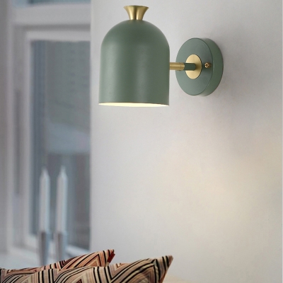 Contemporary Macaron Colored Sconce Light Cup 1 Light Metal Sconce Lamp for Kids Bedroom