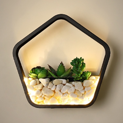 Contemporary Style Wall Light with Plant Stone Decoration Acrylic Sconce Light for Bedroom Living Room