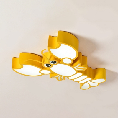 Crab/Shrimp/Shark Ceiling Mount Light Creative Acrylic Metal Flush Light for Kindergarten