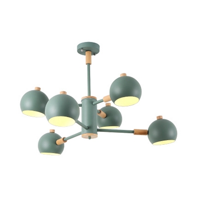 Creative Globe Chandelier 6 Lights Metal Suspension Light in Macaron White/Green/Gray for Living Room