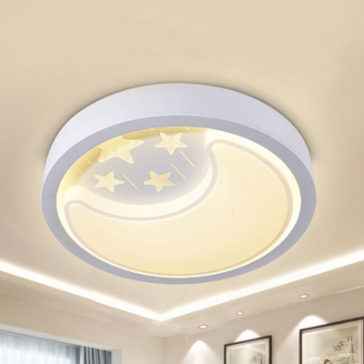 Creative Star Moon Ceiling Lamp Metal 3 Modes Optional LED Flush Mount Light for Kindergarten