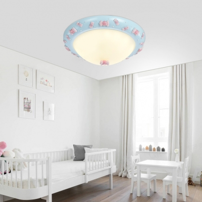 Dome Shade LED Flush Mount Light Cartoon Acrylic Ceiling Lamp in Warm/White for Game Room