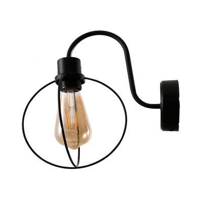 Edison Bulb Kitchen Sconce Light with Wire Frame Single Light Industrial Wall Lamp in Black Finish