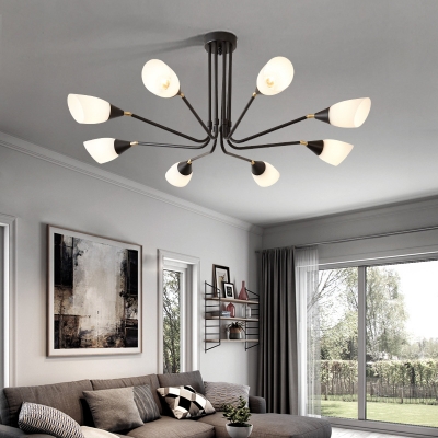 Frosted Glass Cone Ceiling Light 4/6/8 Lights Contemporary Flush Light in White for Dining Room