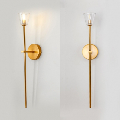 Globe/Tapered Shade Sconce Light 1 Light Simple Style Metal Wall Lamp in Brass for Hallway