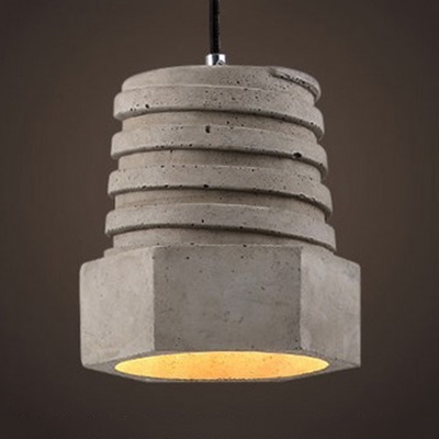Gray Nut Shape Suspension Light 1 Light Industrial Cement Pendant Light for Dining Room