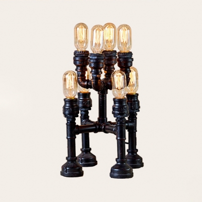 Industrial Bare Bulb Desk Lighting Plug In Metal Reading Light with Water Pipe Chain for Bar