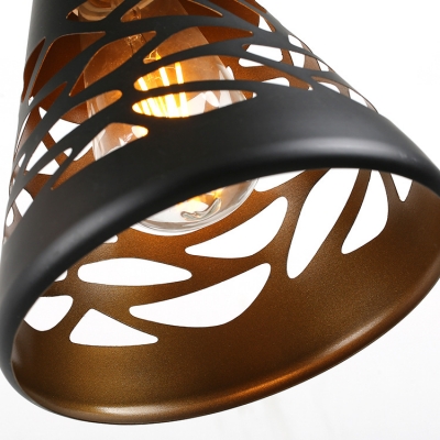 Industrial Black Pendant Lamp Cone Shade 3 Lights Metal Hanging Light for Hotel Restaurant