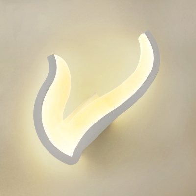 Kid Bedroom V Shape Wall Light Acrylic Contemporary White LED Wall Sconce in Warm