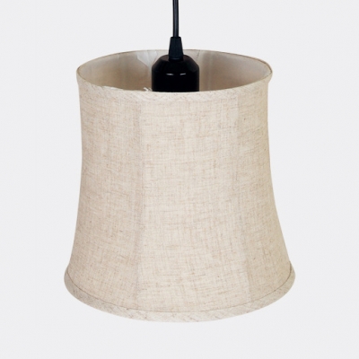 Linen Curved LED Ceiling Light Bedroom Kitchen 1 Light Rustic Style Hanging Lamp in Beige