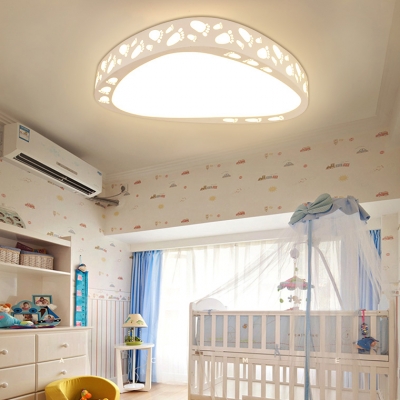 Little Feet Bedroom Ceiling Lamp Acrylic Kids Black/White LED Flush Ceiling Light in Warm/White