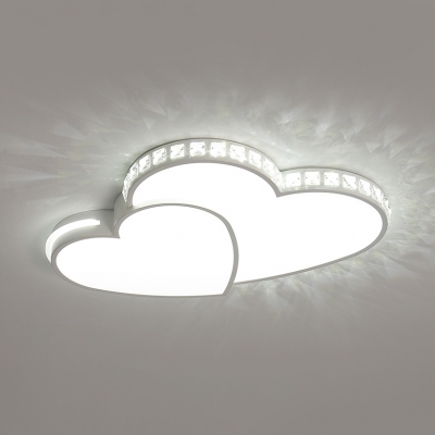 Living Room Heart Ceiling Light Acrylic Modern Warm/White Lighting LED Flush Light with Clear Crystal