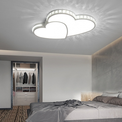 Living Room Heart Ceiling Light Acrylic Modern Warm/White Lighting LED Flush Light with Clear Crystal