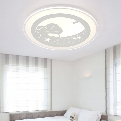 Lovely Sleeping Bunny Ceiling Mount Light Metal LED Flush Light in Warm/White for Child Bedroom