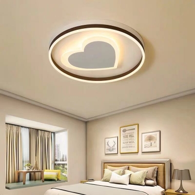 Metal Heart LED Ceiling Mount Light Contemporary Flush Light in Warm/White/Third Gear for Dining Room