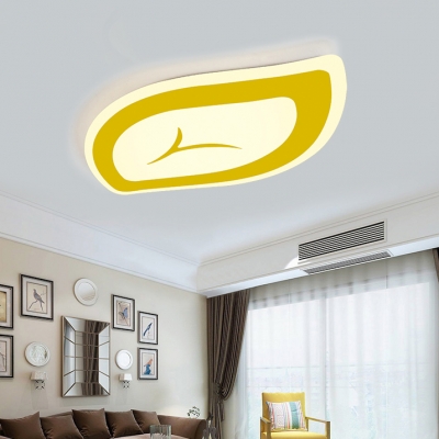 Metal Leaf LED Ceiling Mount Light Nordic Style Flush Flush Light for Boys Girls Bedroom