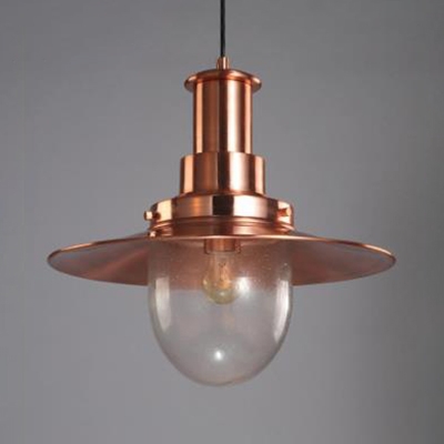 Metal Saucer Shade Hanging Light One Light Industrial Pendant Light in Copper/Nickle for Cafe