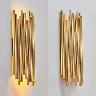 Metal Tube Sconce Light Dining Room Hallway 4 Lights Colonial Style Wall Lamp in Brass