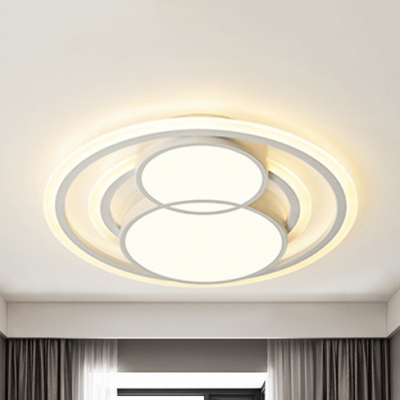 Modern Snowman LED Ceiling Mount Light Acrylic White Flush Light in Warm/White for Adult Bedroom