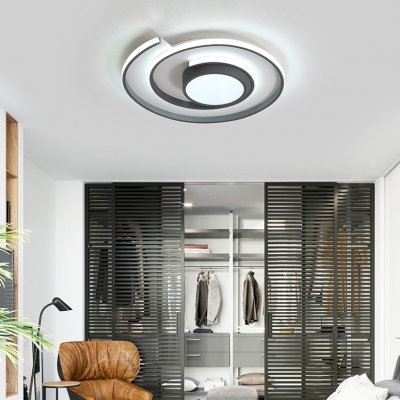 Modern Tape Measure Ceiling Light Acrylic Gray/White LED Flush Mount Light in Warm/White for Living Room