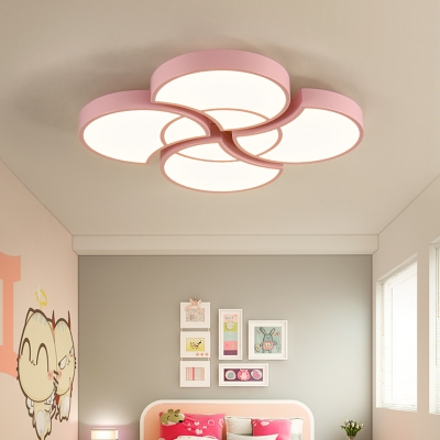 Nordic Flower Flush Mount Light Acrylic Candy Colored LED Ceiling Lamp in Warm/White for Bedroom