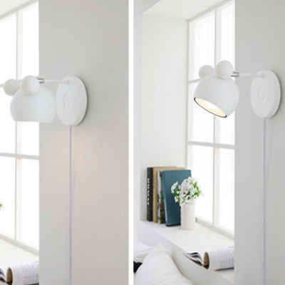 Nordic Style Globe Wall Light with Pull Chain Metal LED Sconce Light for Boy Girl Bedroom