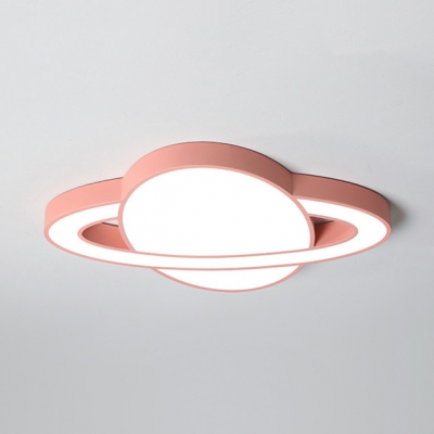 Planet Child Bedroom Ceiling Mount Light Acrylic Creative Blue/Pink/White/Yellow LED Ceiling Light with White Lighting
