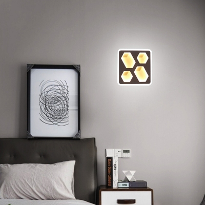 Square Bedroom Sconce Lamp with Round/Square/Triangle Acrylic Contemporary LED Wall Light in Warm