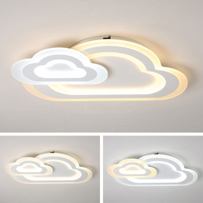 White Cloud LED Ceiling Mount Light Simple Style Acrylic Third Gear/White Lighting Flush Light for Kid Bedroom