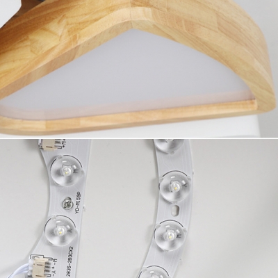 Wood Petal LED Flush Mount Light Child Bedroom 4/6 Heads Beige Ceiling Lamp in Warm/White