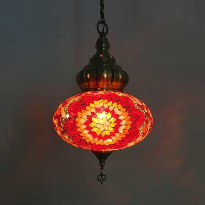 1/5 Pack Oval Hanging Lamp 1 Light Turkish Stained Glass Ceiling Light for Restaurant(not Specified We will be Random Shipments)