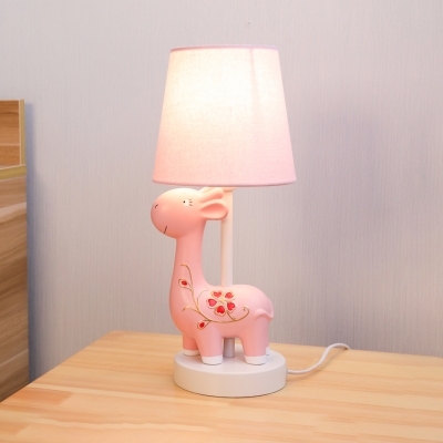 1 Light Flower Giraffe Desk Lamp Cute Resin Eye-Caring LED Reading Light in Blue/Pink for Kid Bedroom