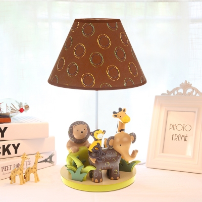 1 Light Tropical Animal Reading Light Cartoon Resin Desk Lamp in Brown for Child Bedroom