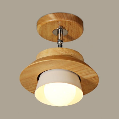 Rotatable Asian Style Ceiling Lamp 1/3 Heads Wood Semi Flush Ceiling Light in Black/White for Cloth Shop