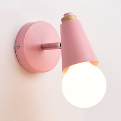 Modern Style Nodic Pink/Yellow/Blue/Green Finish Sigle Light Wall Sconce for Bedroom