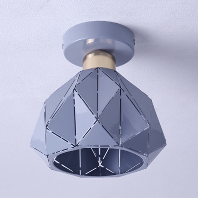 1 Light Hollow Bowl Ceiling Mount Light Nordic Style Metal Ceiling Lamp in Blue/Gray/Gold for Child Bedroom