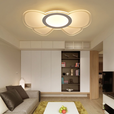 Acrylic Bow LED Ceiling Mount Light Cartoon Flush Ceiling Lamp with Warm/White Lighting for Girls Bedroom